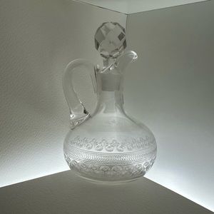 Vintage Etched Glass oil/vinegar decanter.
